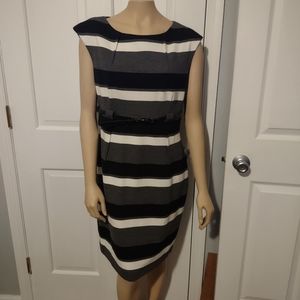 Calvin Klein medi black gray and white dress, size 14
